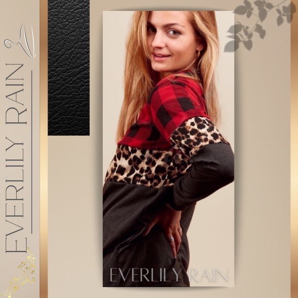 Buffalo Plaid & Leopard Print Top - Picture 4 of 9